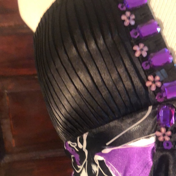 Vintage Dave & Johnny sz 4 formal halter neckline/ black, white,and purple dress - Picture 4 of 15